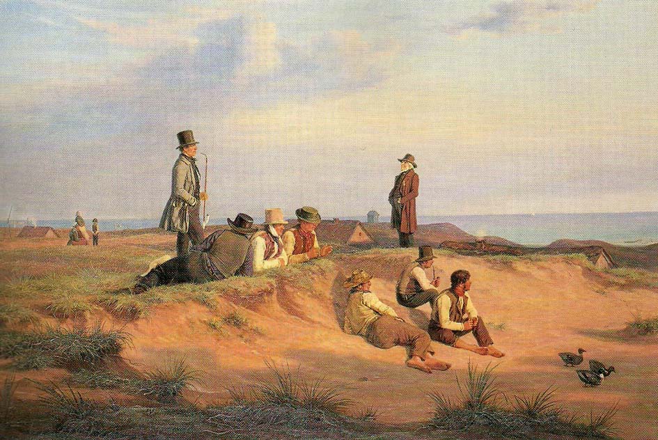 Michael Ancher maend af skagen en sommeraften i godt vejr